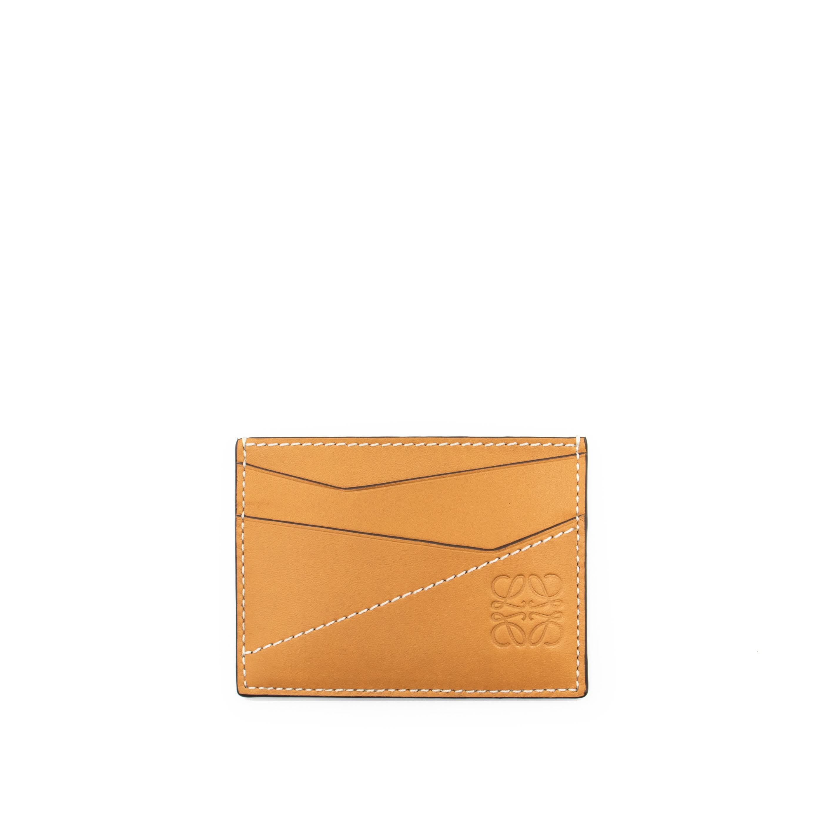 Puzzle Stitches Plain Cardholder in Smooth Calfskin in Light Caramel