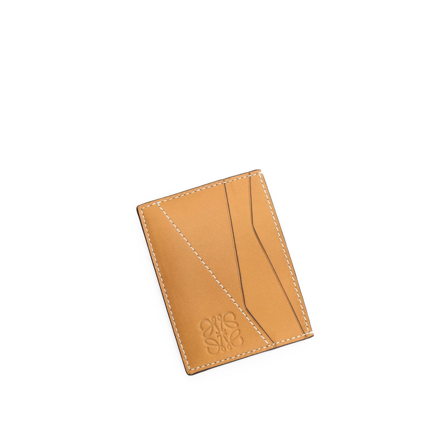 Puzzle Stitches Plain Cardholder in Smooth Calfskin in Light Caramel