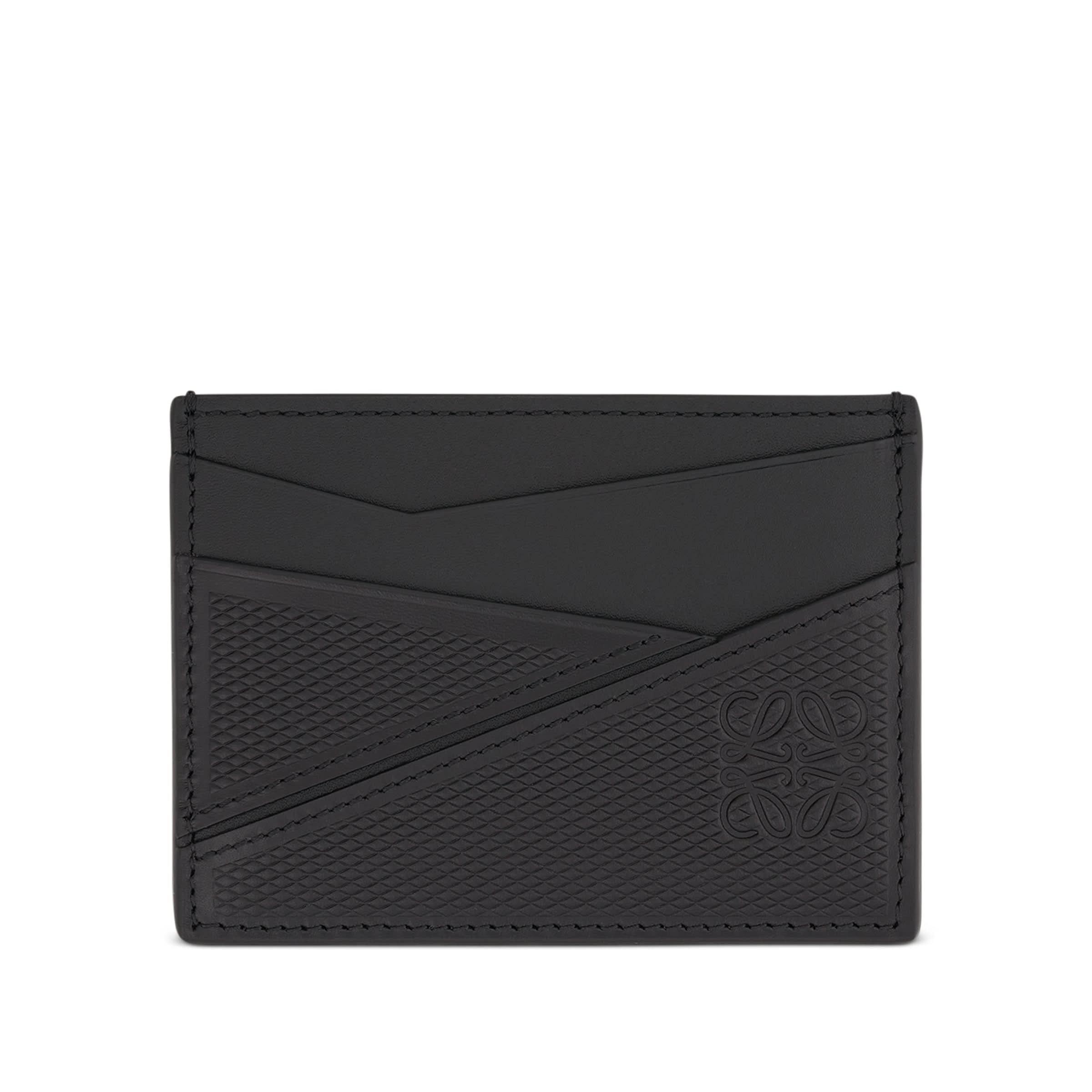 Puzzle Plain Cardholder in Diamond Calfskin in Black