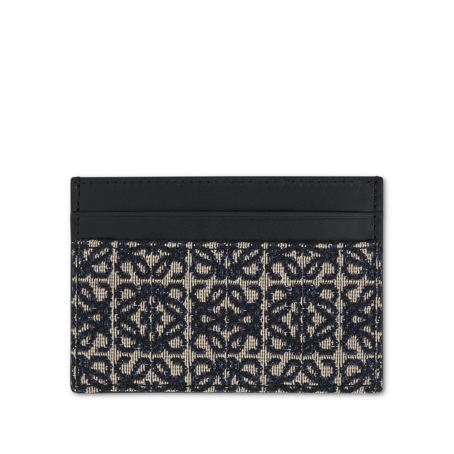 Plain Cardholder in Anagram Jacquard and Calfskin in Navy