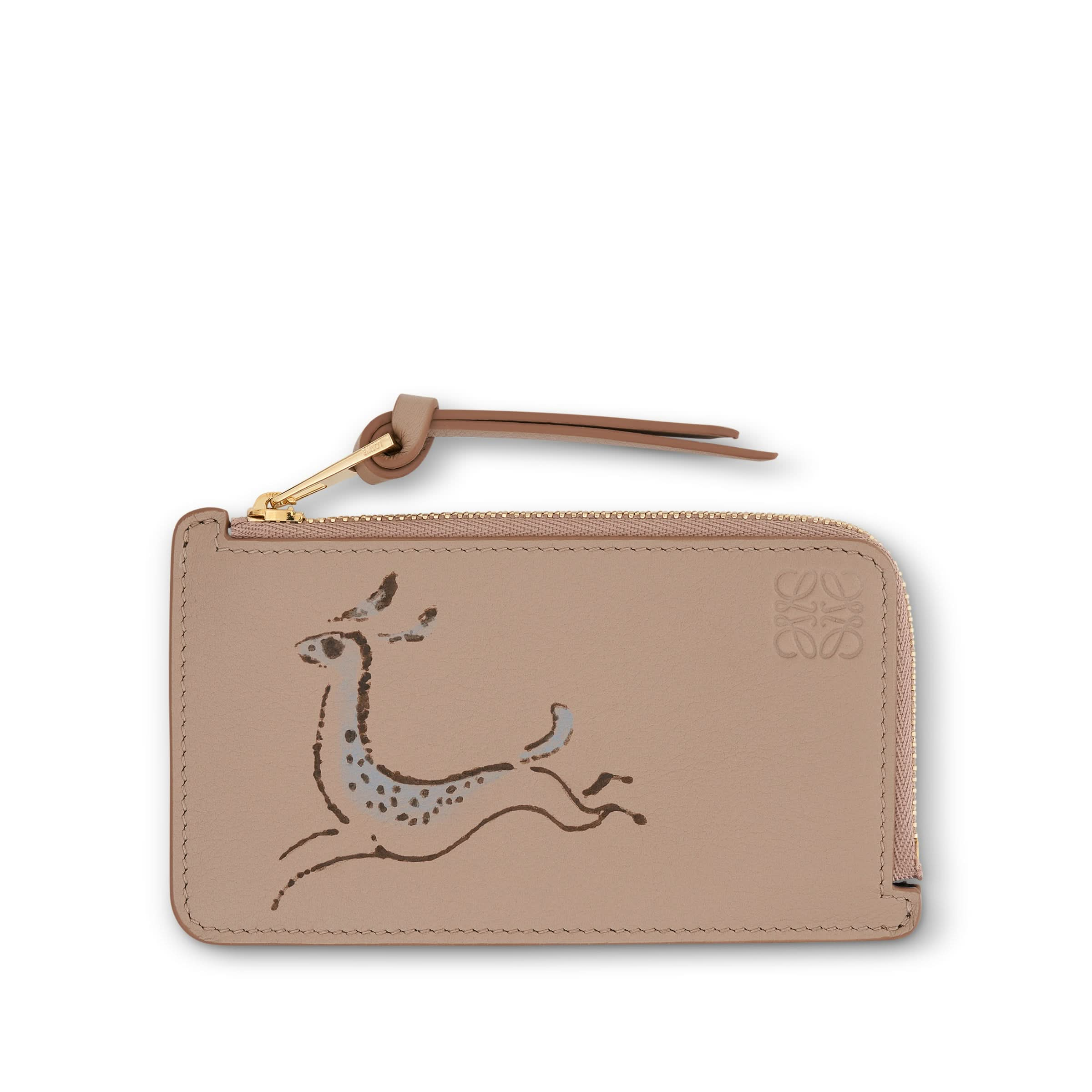 Deer Coin Cardholder in Classic Calfskin in Sand