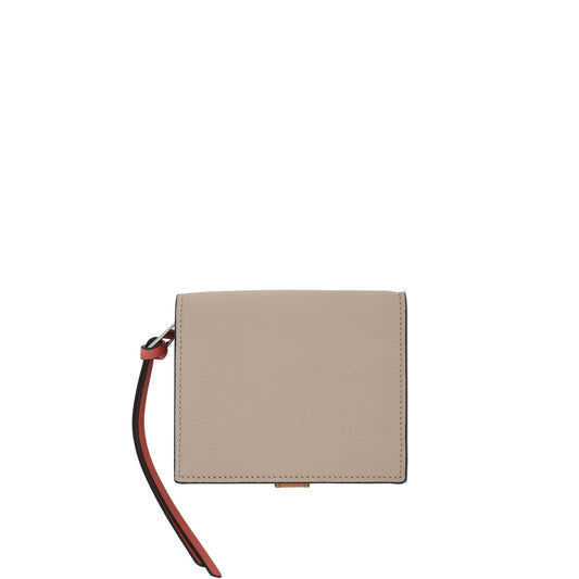 Compact Zip Wallet in Soft Grained Calfskin in Light Oat