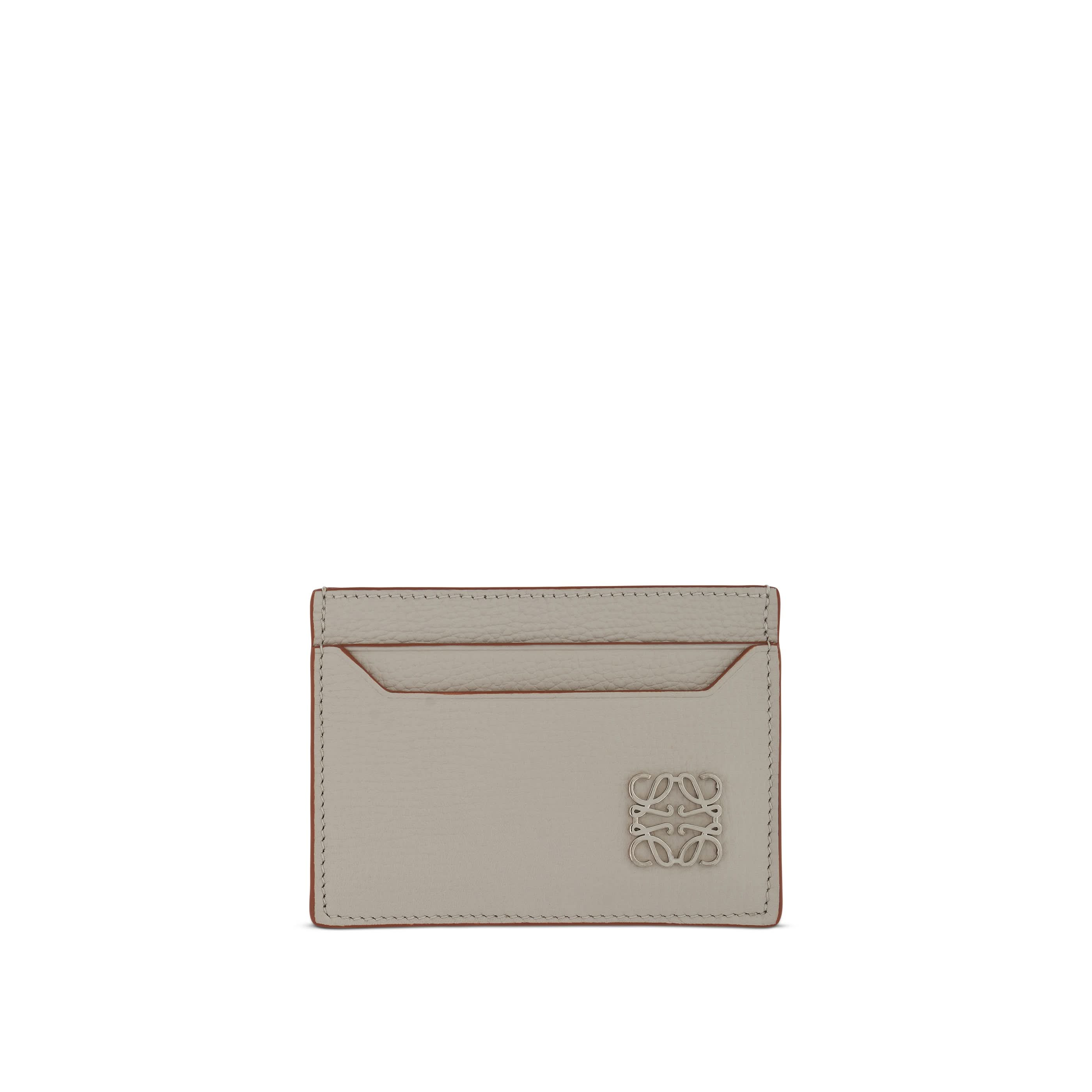 Anagram Plain Cardholder in Pebble Grain Calfskin in Light Ghost