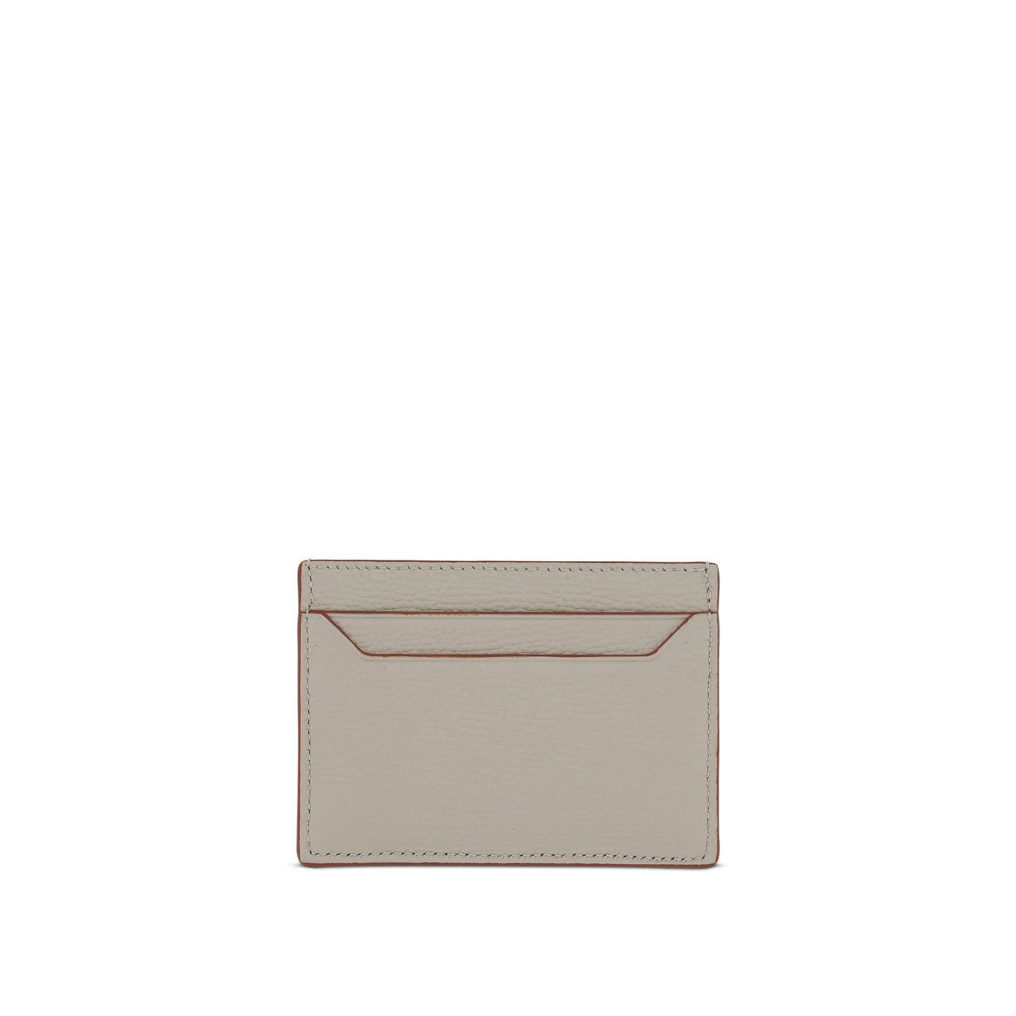 Anagram Plain Cardholder in Pebble Grain Calfskin in Light Ghost