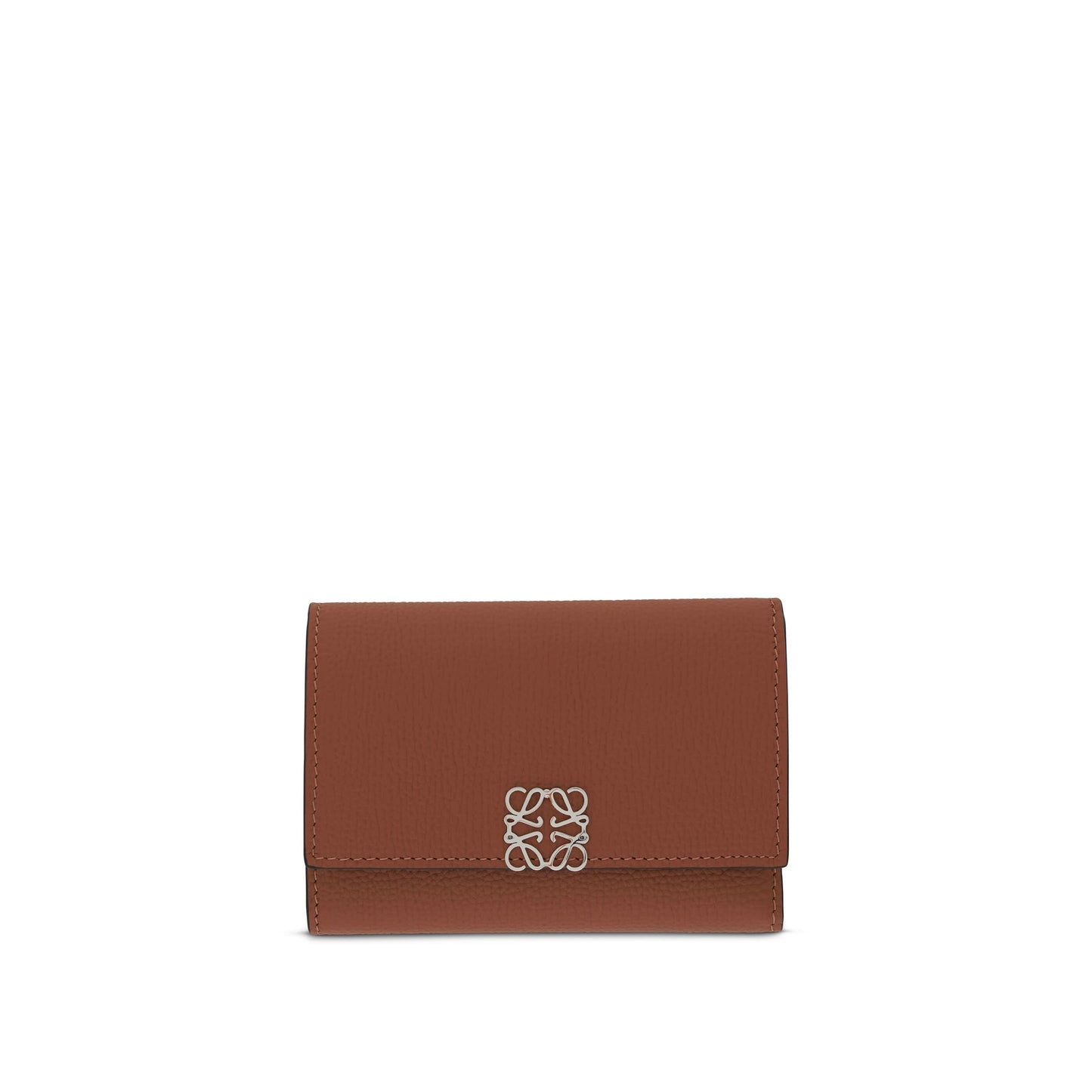 Anagram Small Vertical Wallet in Pebble Grain Calfskin in Tan