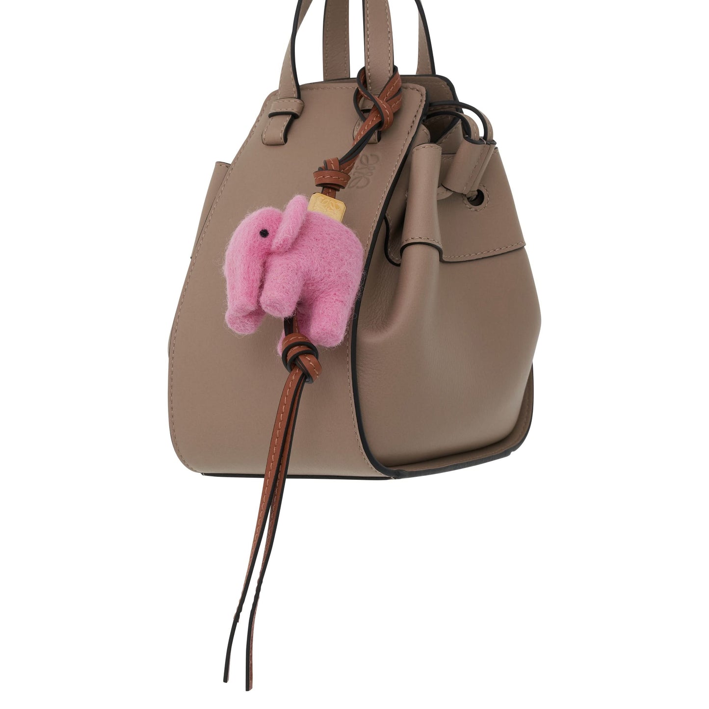 Elephant Charm in Felt and Calfskin in Candy