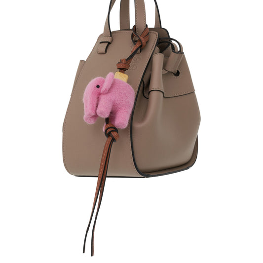 Elephant Charm in Felt and Calfskin in Candy