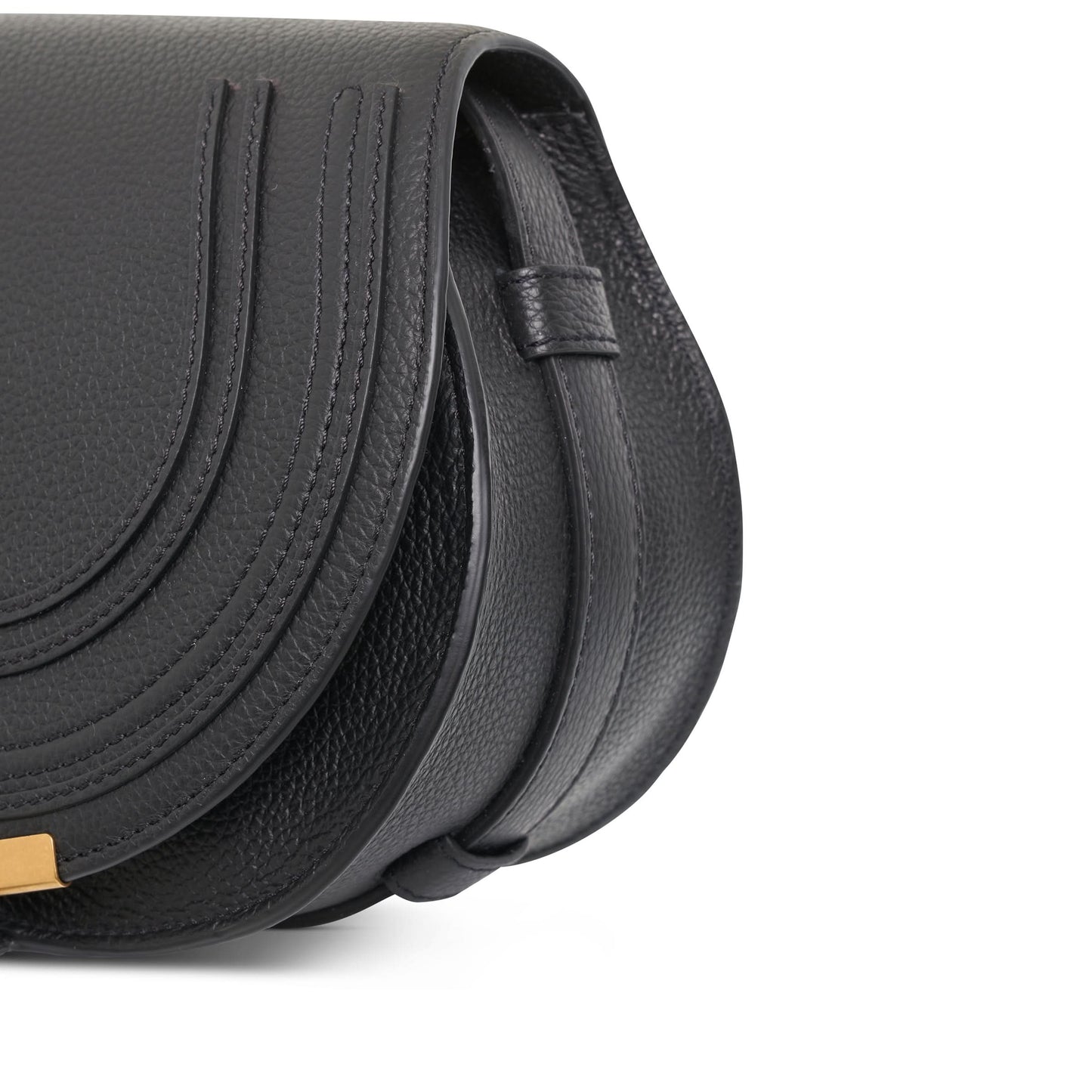 Marcie Saddle Mini Bag in Grained Calfskin in Black