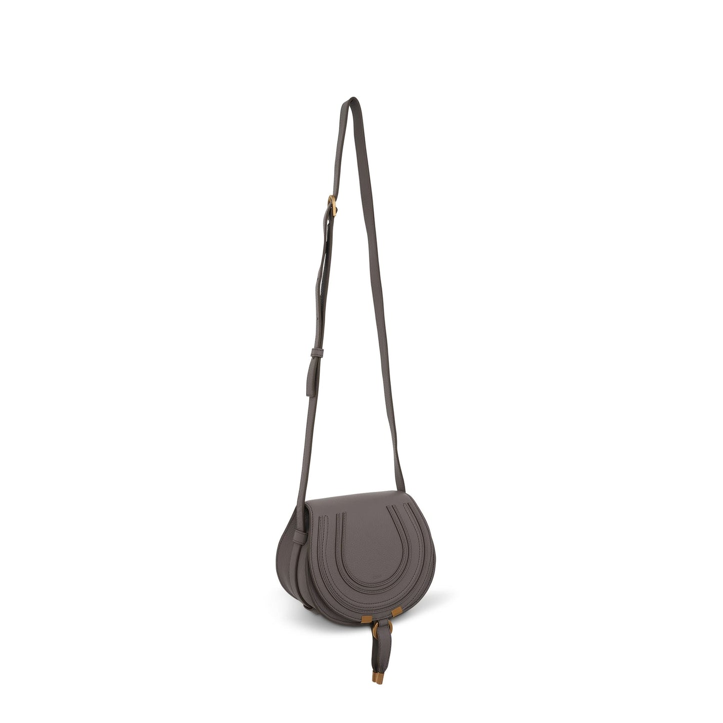 Mini Marcie Saddle Bag in Grained Calfskin in Cashmere Grey