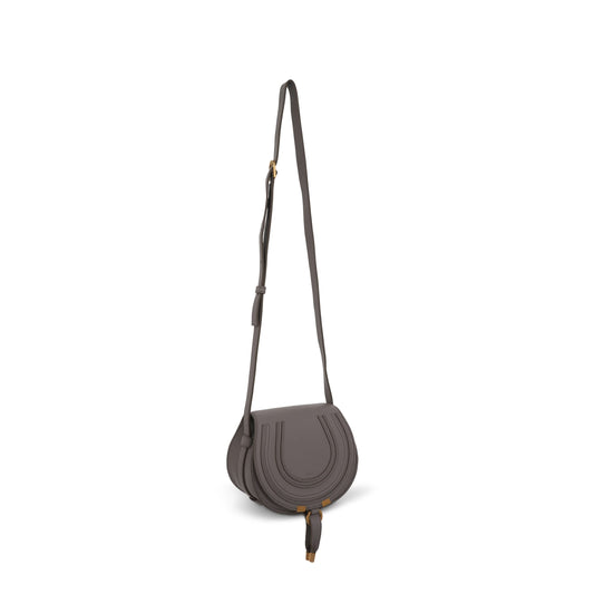 Mini Marcie Saddle Bag in Grained Calfskin in Cashmere Grey