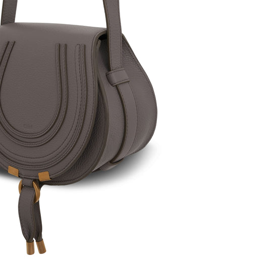 Mini Marcie Saddle Bag in Grained Calfskin in Cashmere Grey