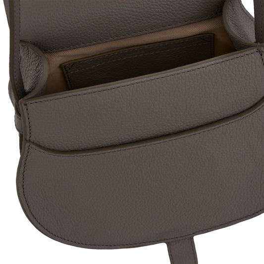 Mini Marcie Saddle Bag in Grained Calfskin in Cashmere Grey