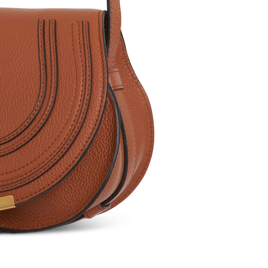 Marcie Saddle Mini Bag in Grained Calfskin in Tan