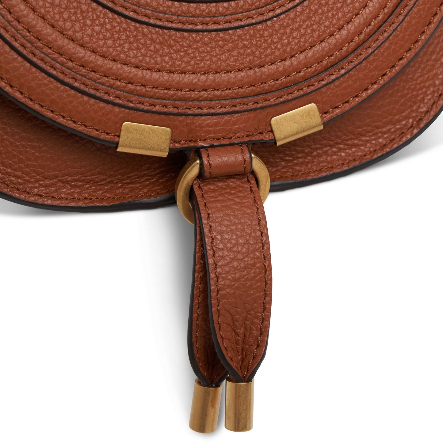 Marcie Saddle Mini Bag in Grained Calfskin in Tan