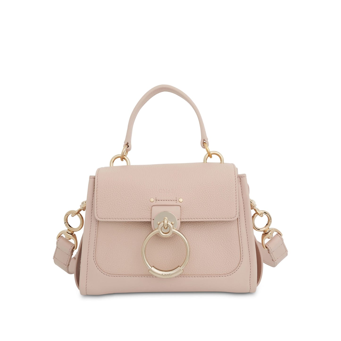 Mini Tess Day Bag in Grained 
Shiny Calfskin in Cement Pink