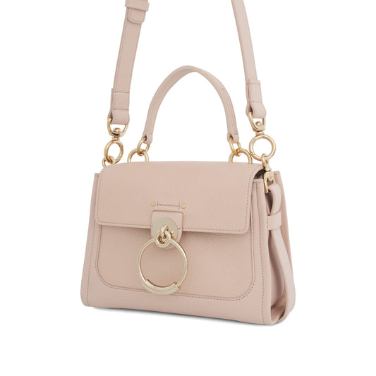 Mini Tess Day Bag in Grained 
Shiny Calfskin in Cement Pink