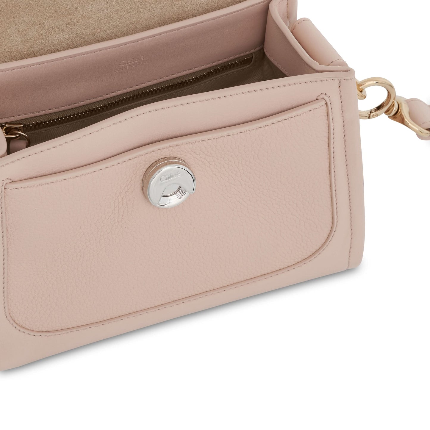 Mini Tess Day Bag in Grained 
Shiny Calfskin in Cement Pink