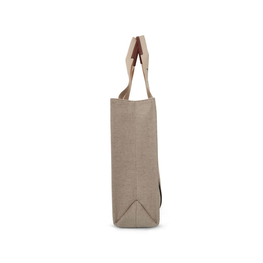 Large Woody Tote Bag in White/Brown