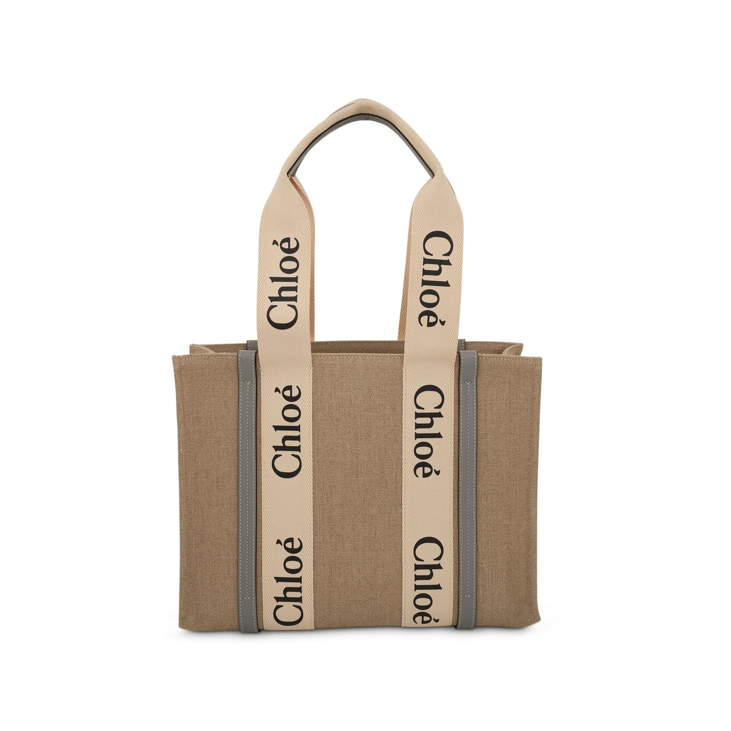 Medium Woody Tote Bag in White/Divine Grey