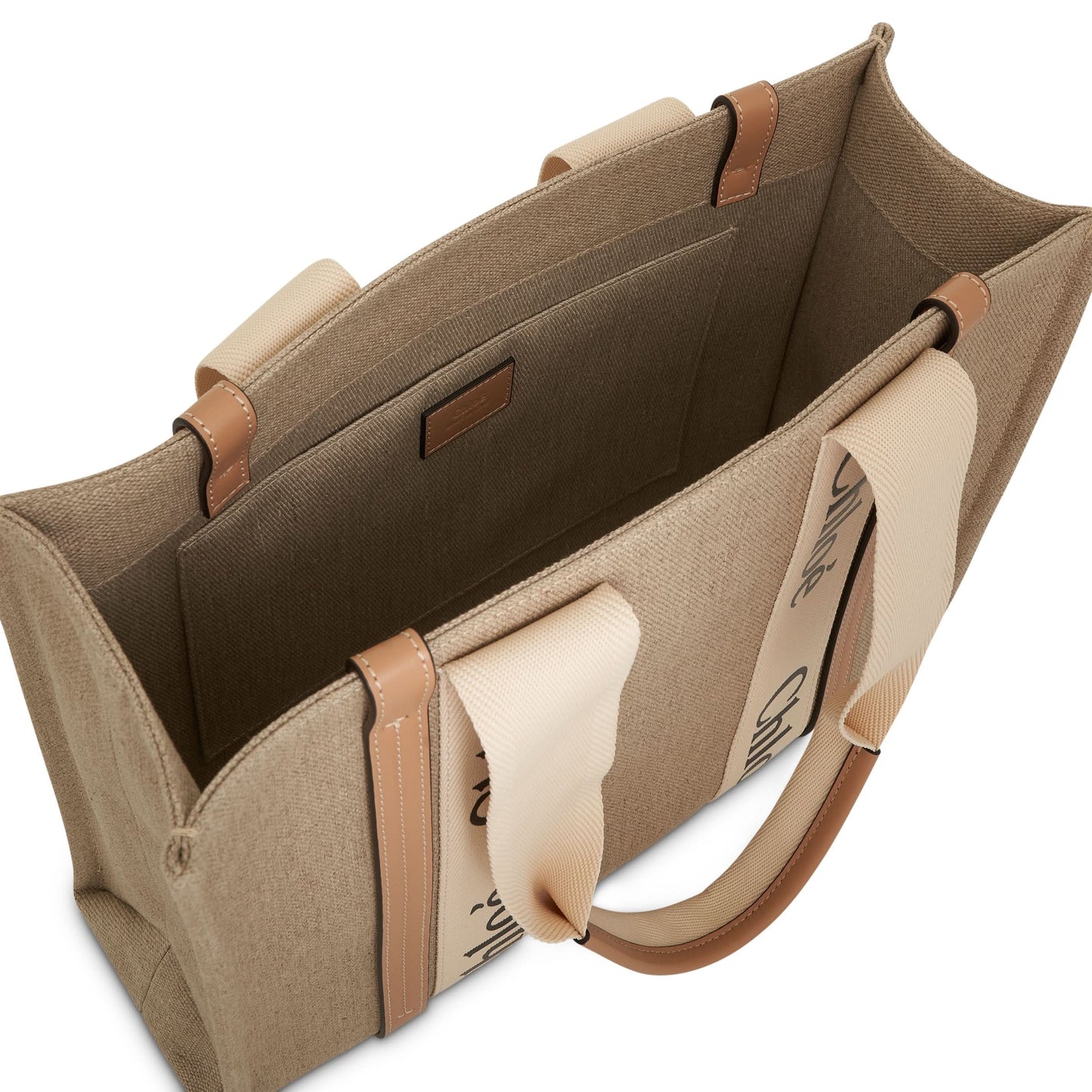 Medium Eco Woody Tote Bag with Strap in White/Beige