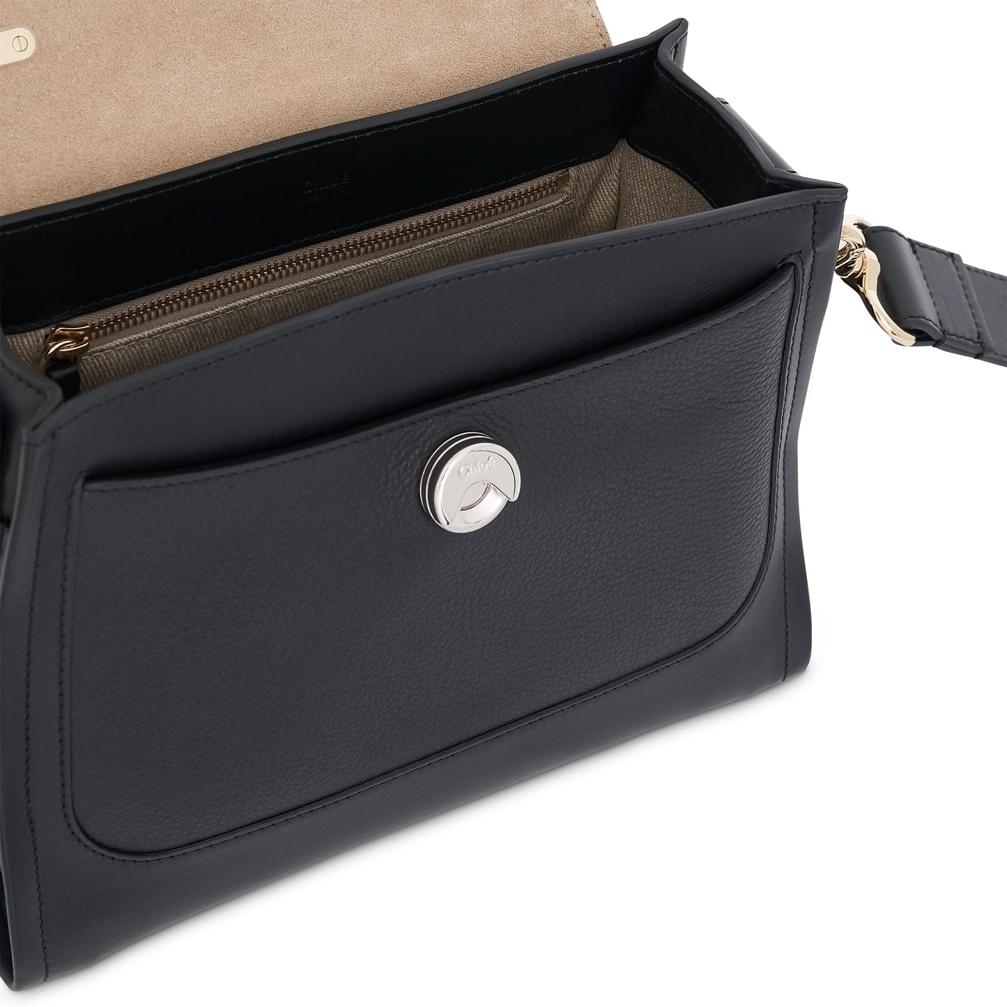 Small Tess Day Bag in Grained 
Shiny Calfskin in Black