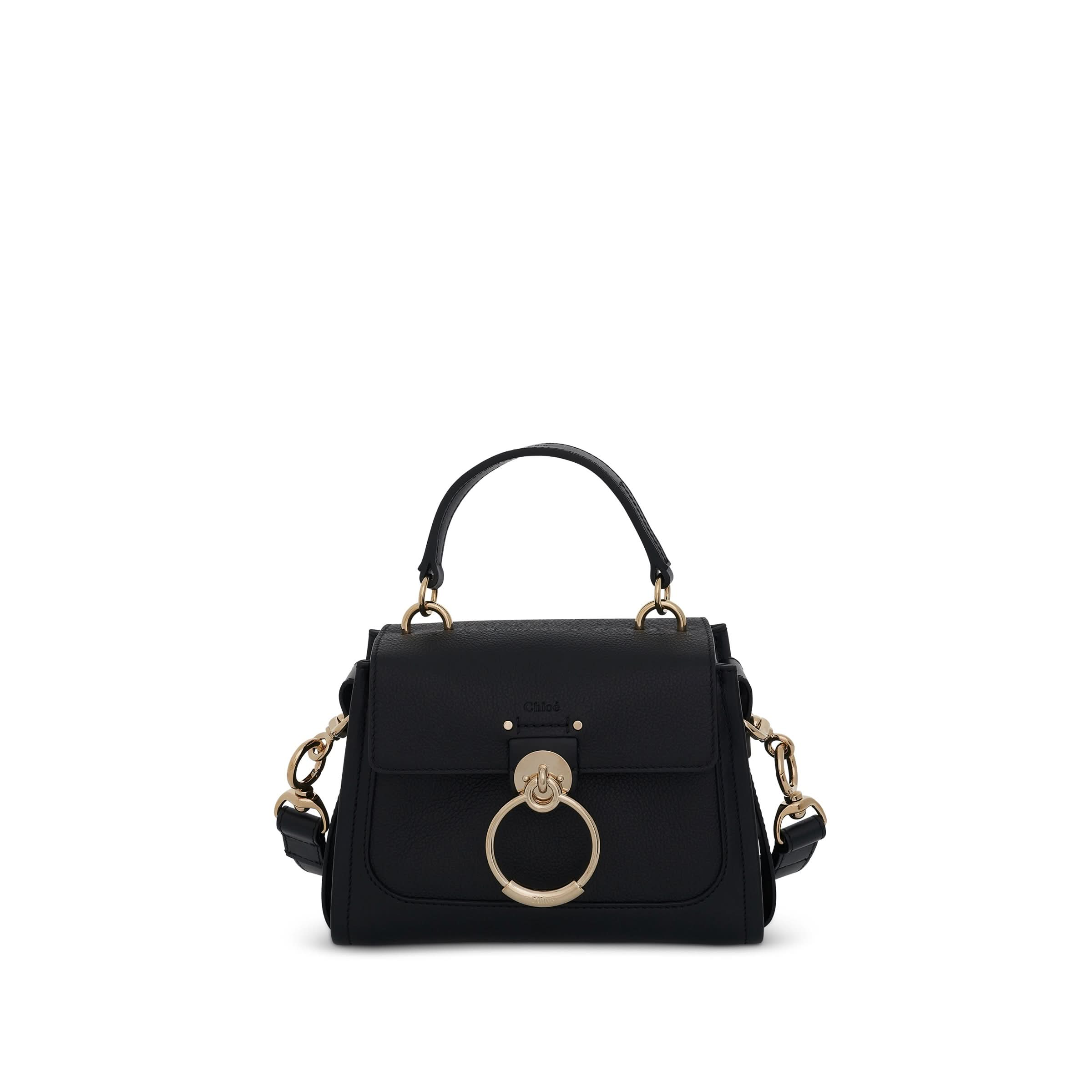 Mini Tess Day Bag in Grained 
Shiny Calfskin in Black