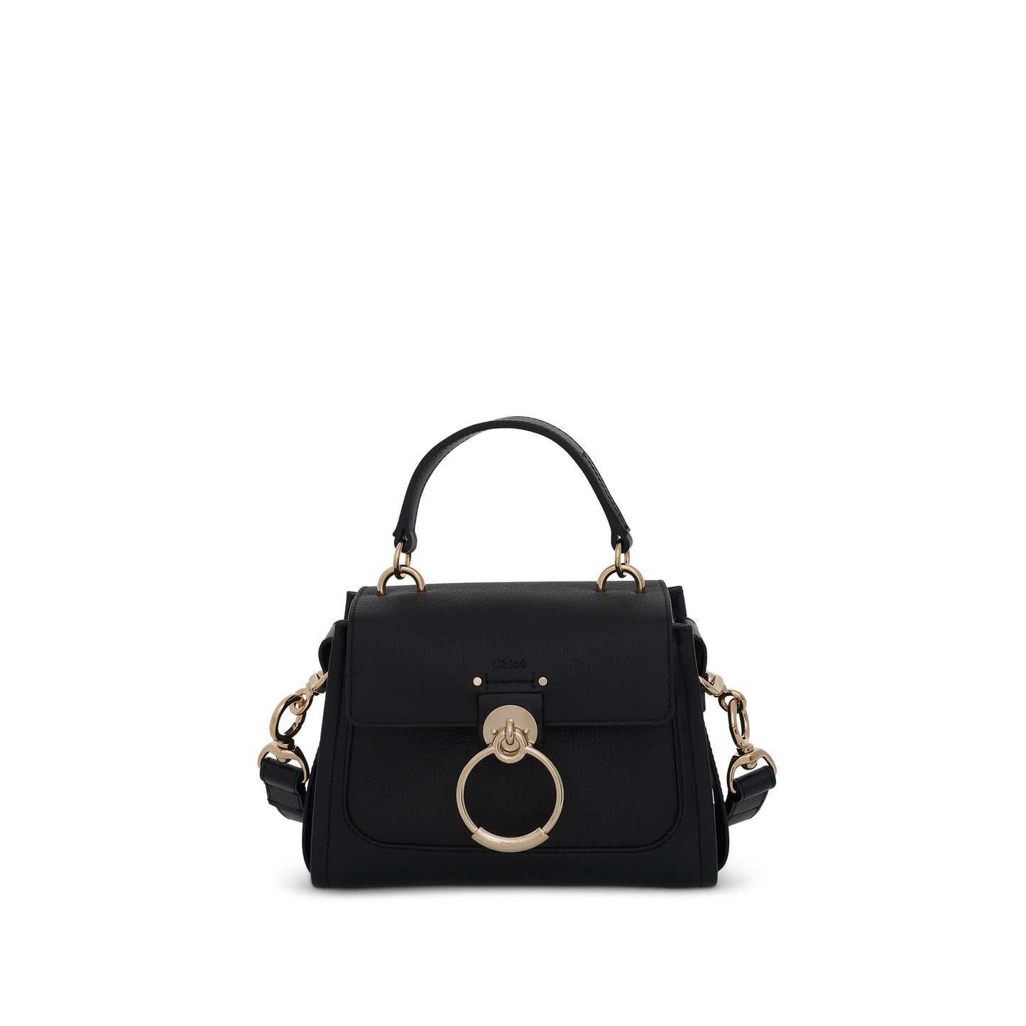 Mini Tess Day Bag in Grained 
Shiny Calfskin in Black