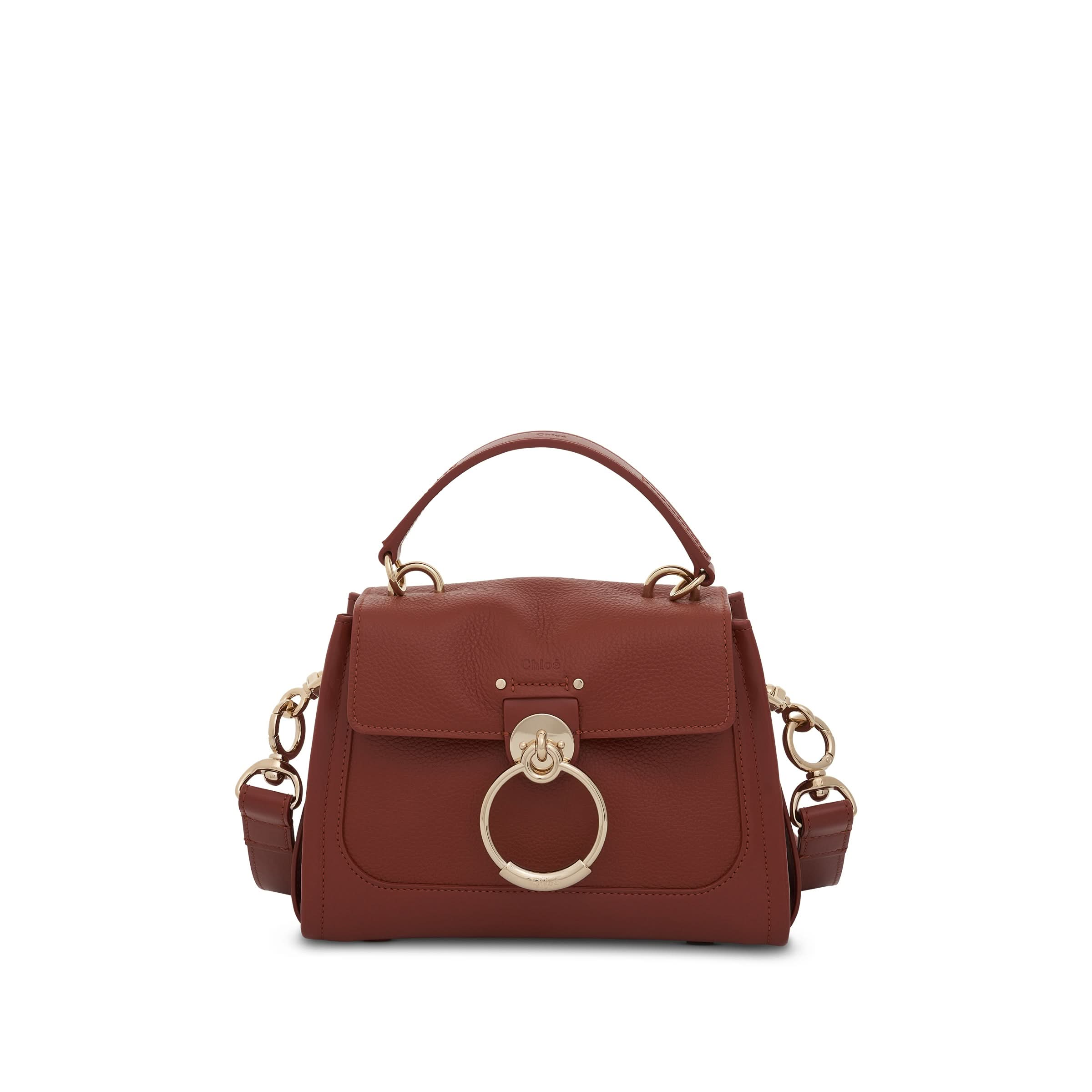 Mini Tess Day Bag in Grained 
Shiny Calfskin in Sepia Brown