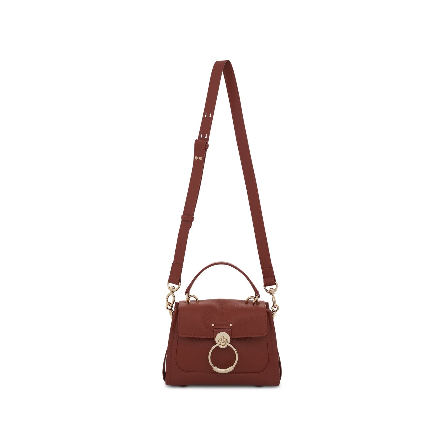 Mini Tess Day Bag in Grained 
Shiny Calfskin in Sepia Brown