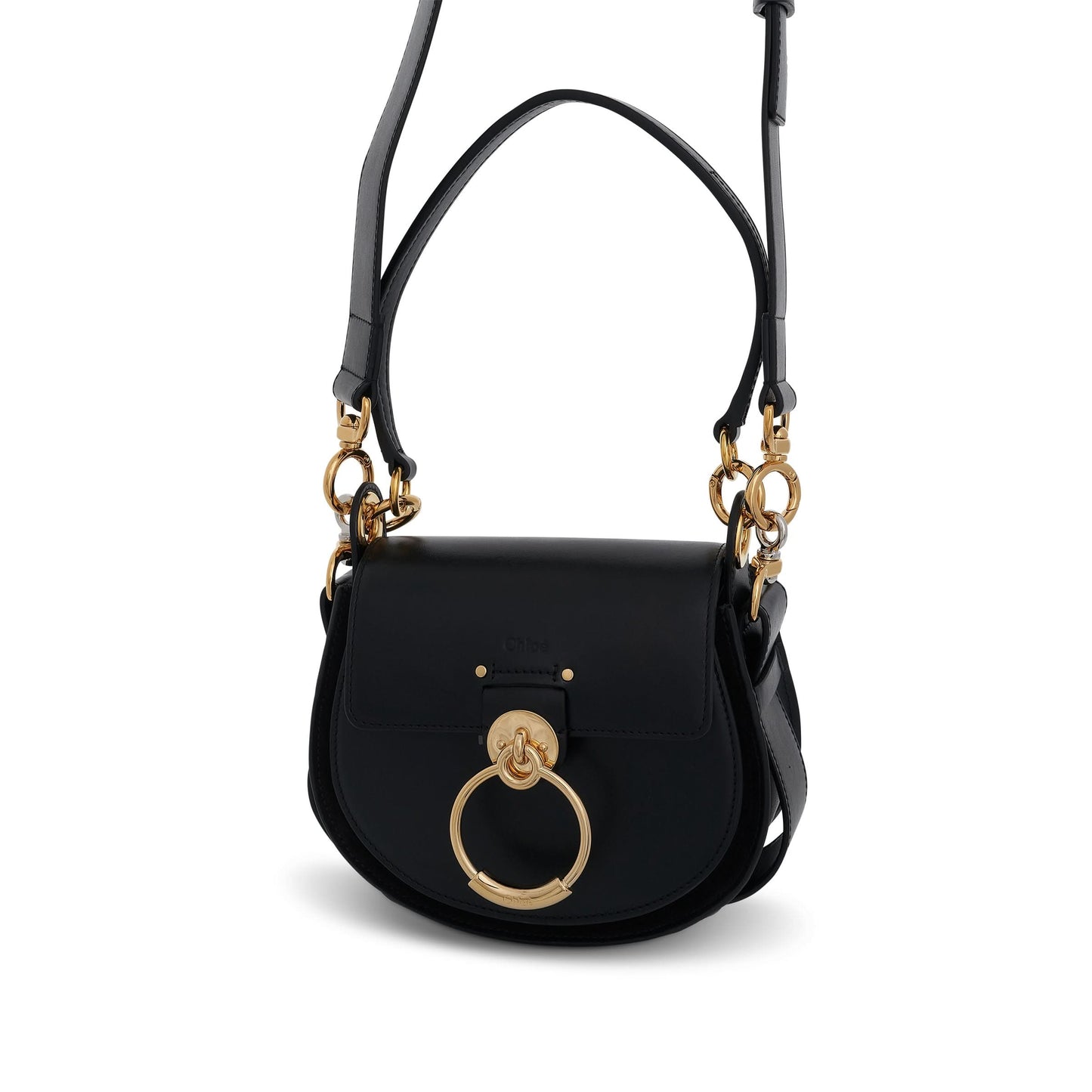 Small Tess Bag in Shiny 
Suede Calfskin in Black