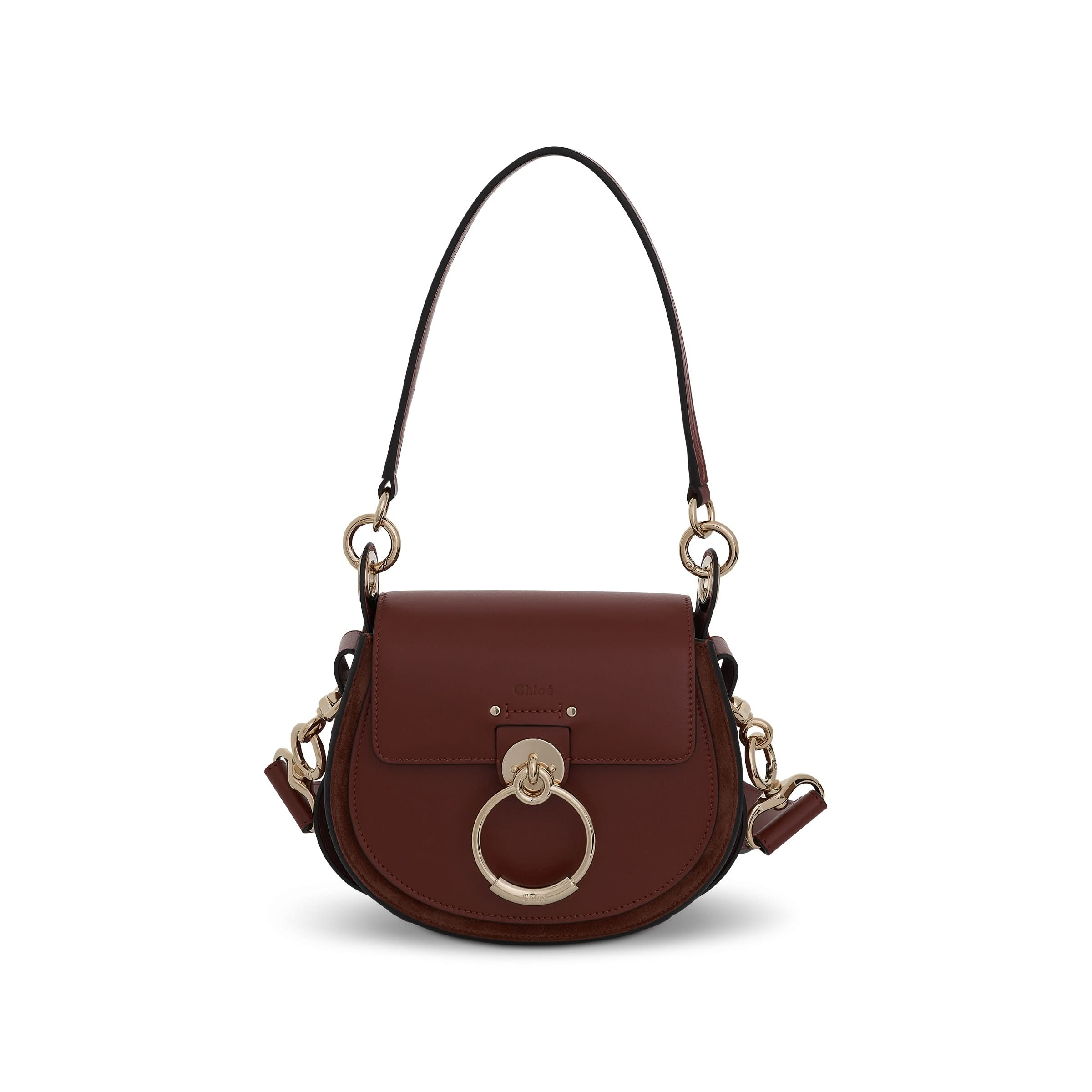 Small Tess Bag in Shiny 
Suede Calfskin in Sepia Brown