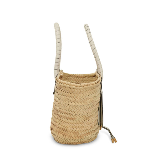 Medium Marcie Basket Bag in Raffia 
Calfskin in White