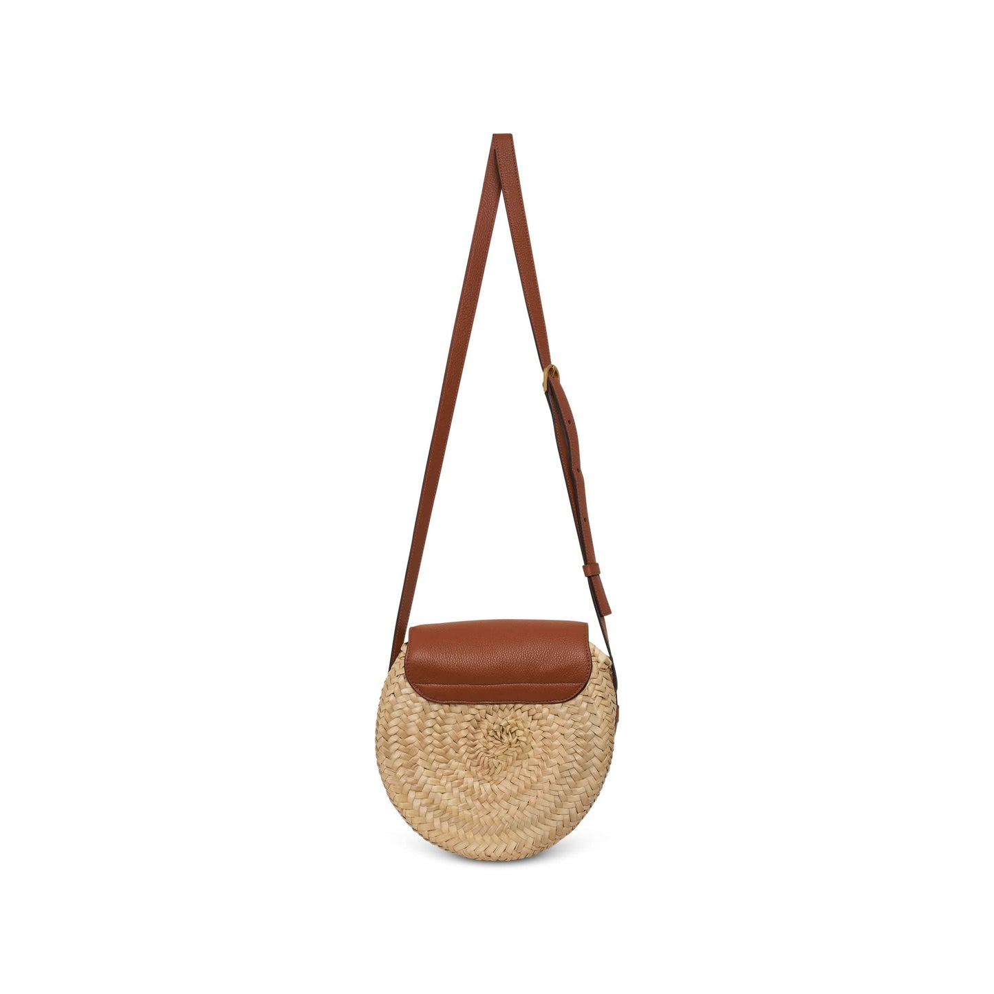 Mini Marcie Saddle Bag in Raffia 
Calfskin in Tan