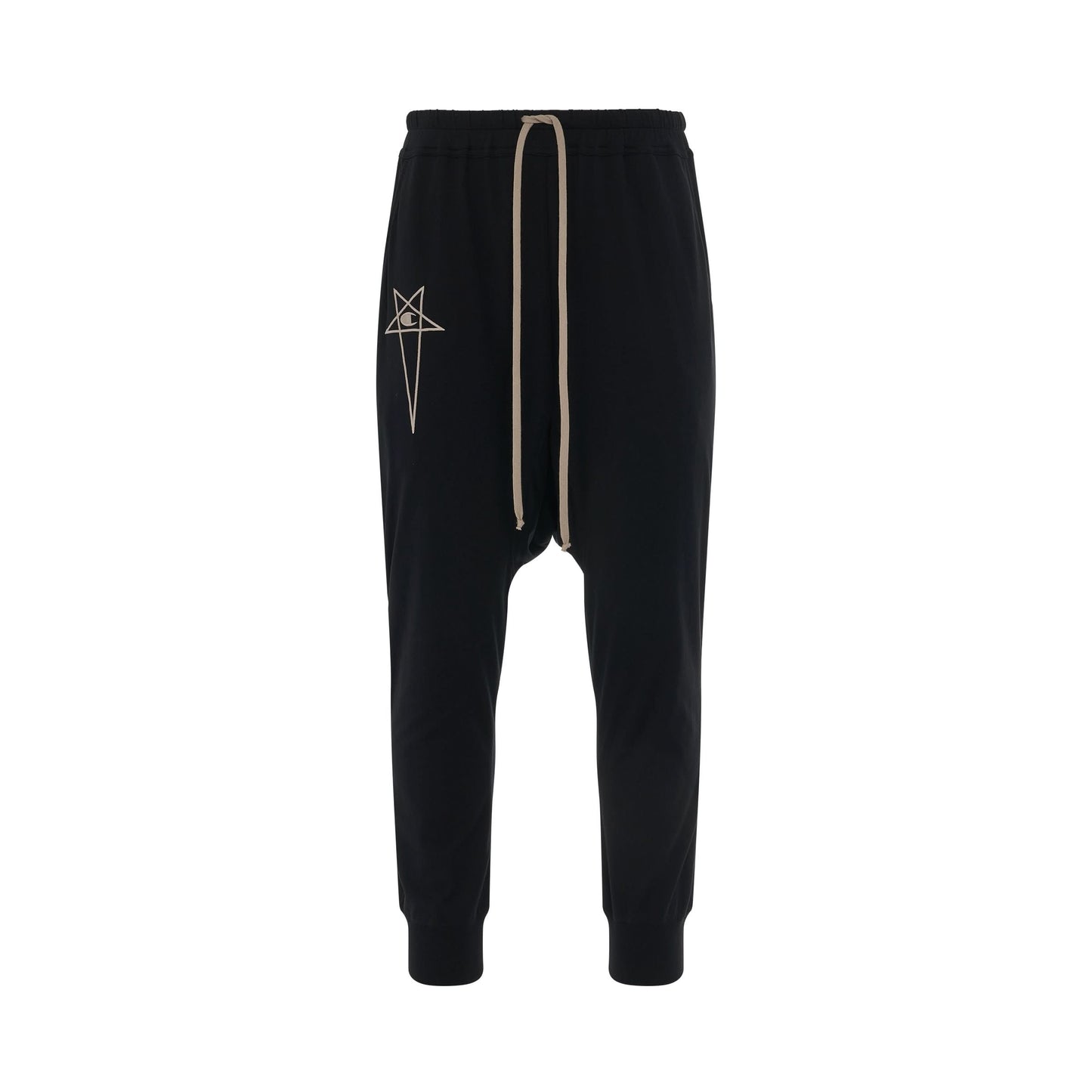 Rick Owens x Champion Prisoner Cotton Drawstring Pants in Black