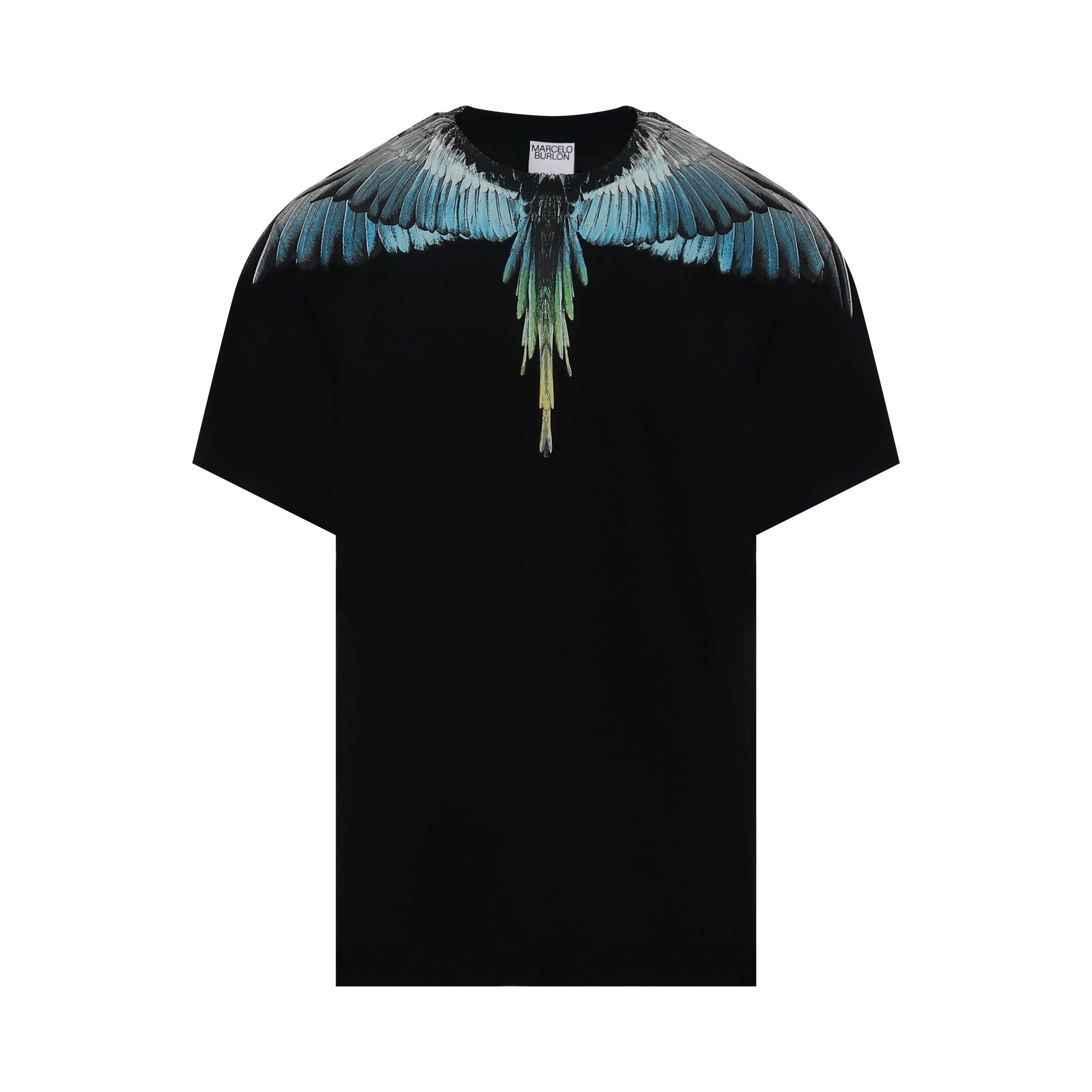 Classic Wings Print T-Shirt in Black/Blue