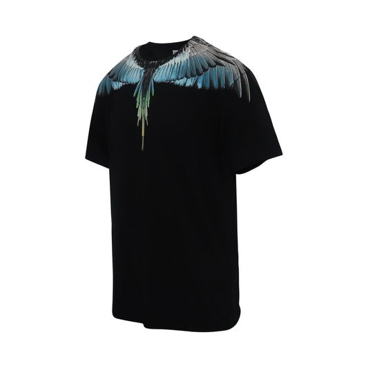 Classic Wings Print T-Shirt in Black/Blue