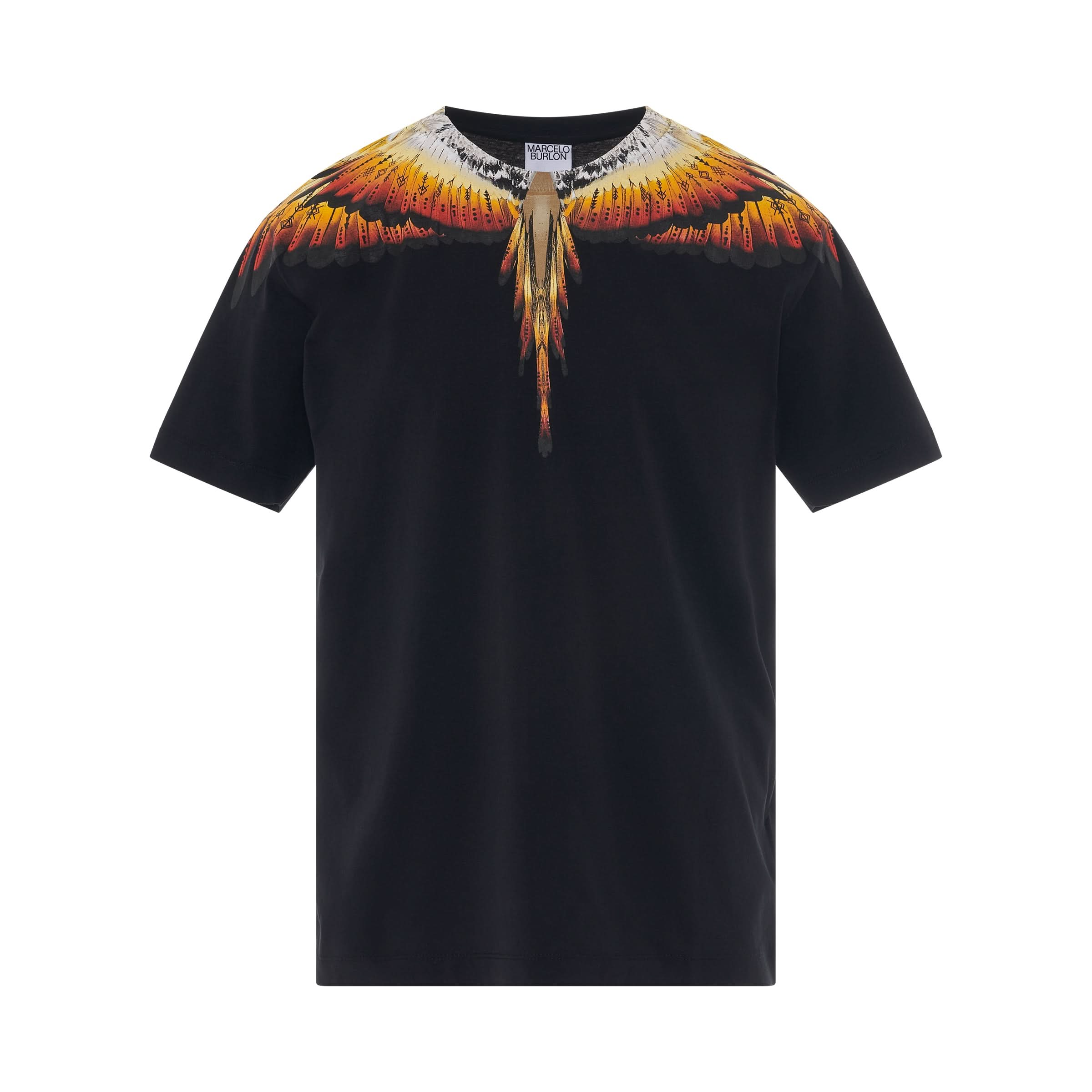 Solfolk Wings Regular T-Shirt in Black/Red