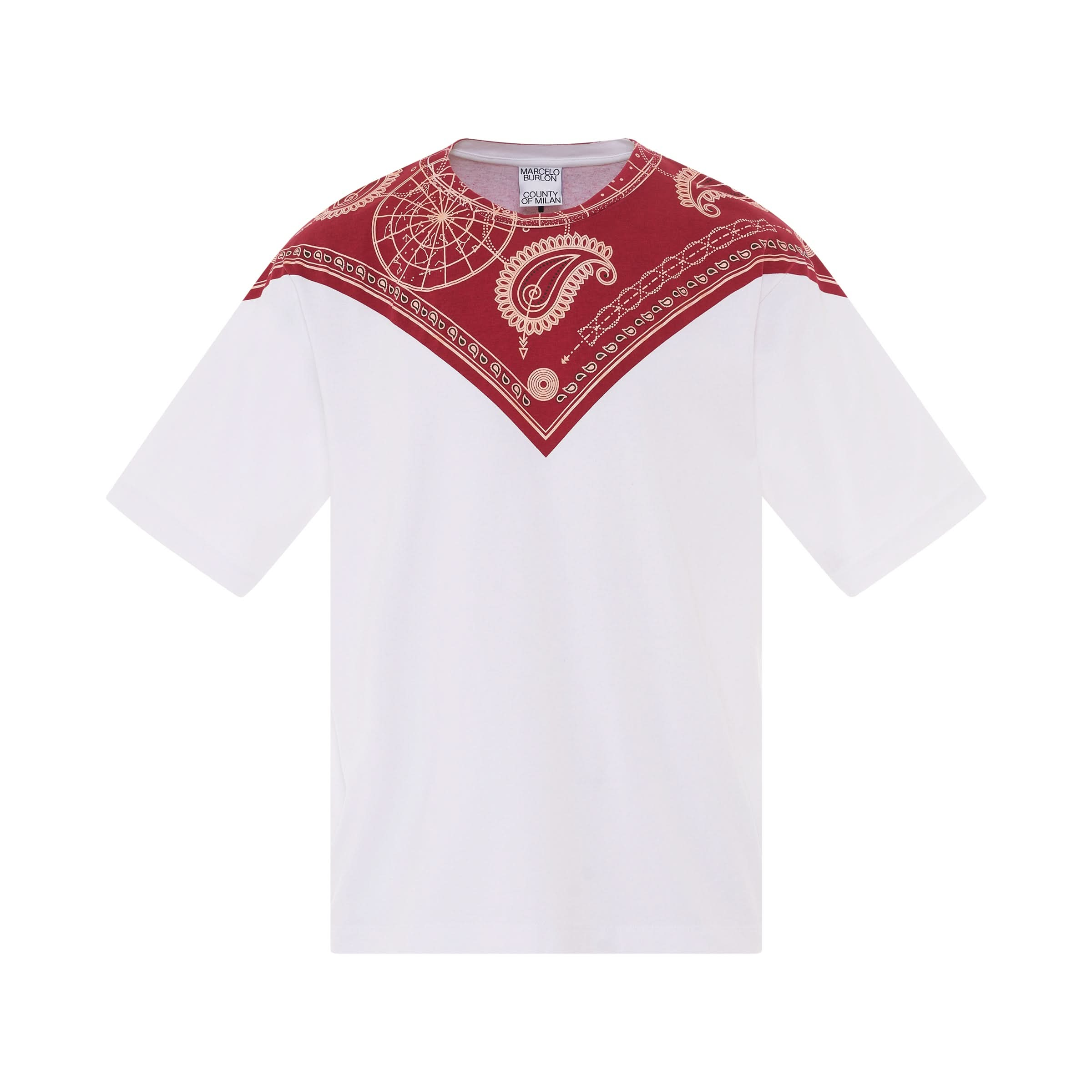 Bandana Oversized T-Shirt in White/Red