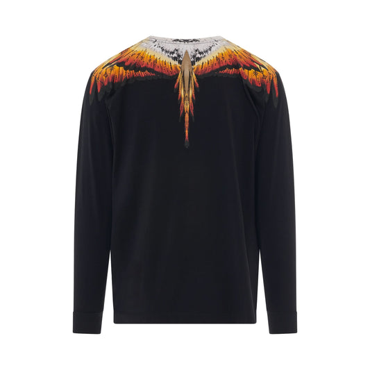 Solfolk Wings Regular Long Sleeve T-Shirt in Black/Red