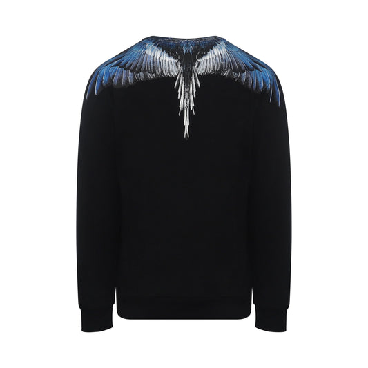 Classic Wings Print Sweatshirts in Black/Blue