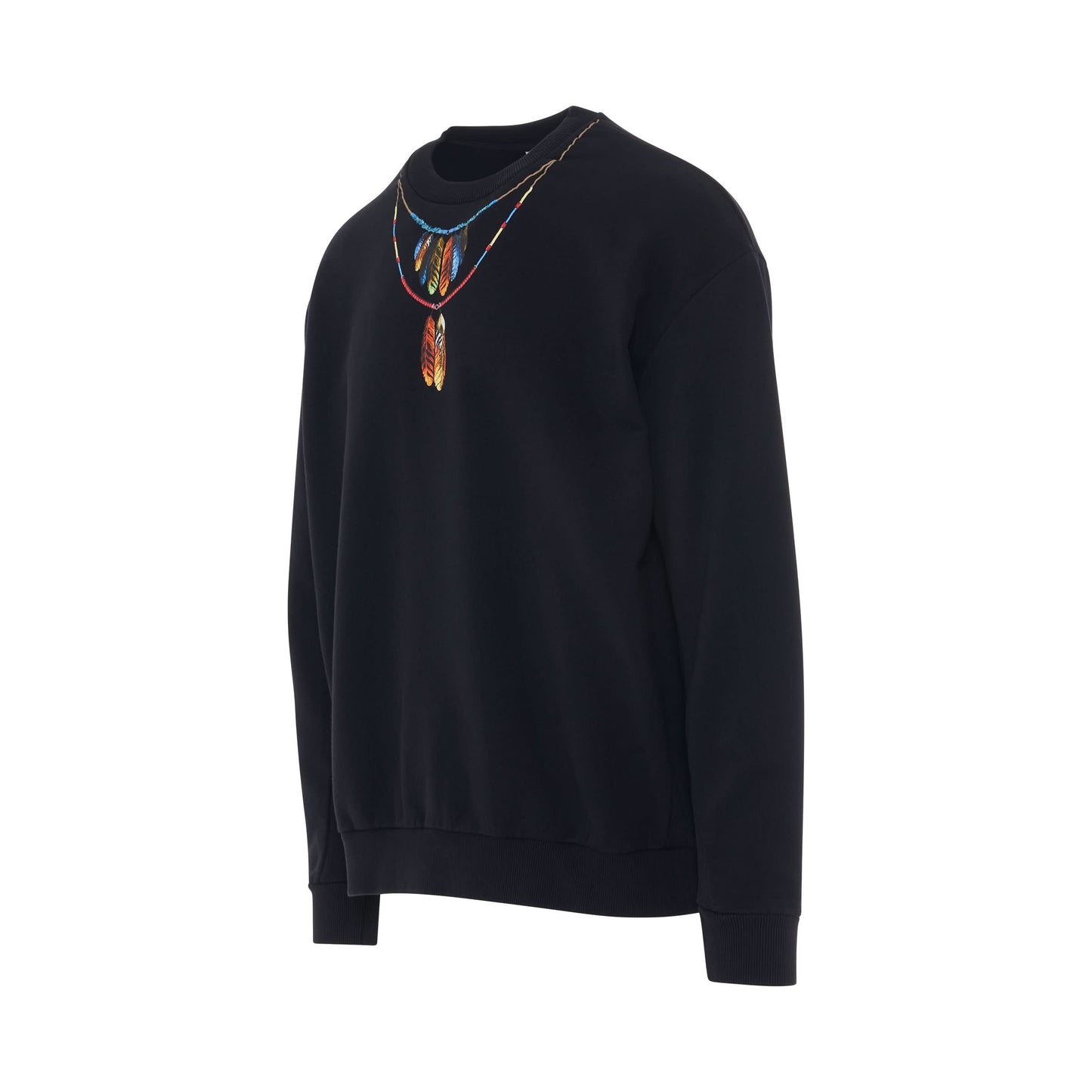 Feathers Necklace Oversized Crewneck in Black