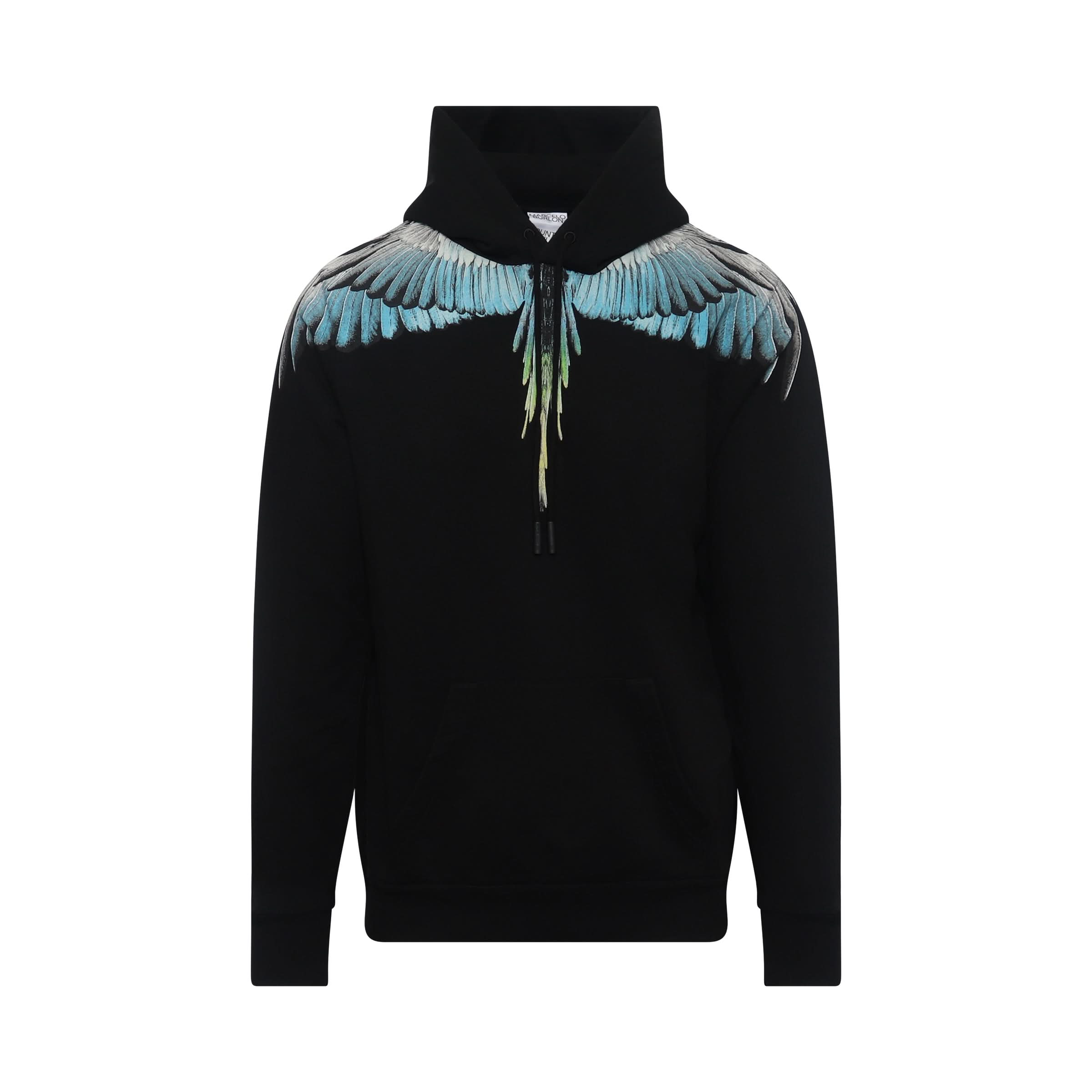 Classic Wings Print Hoodie in Black/Blue