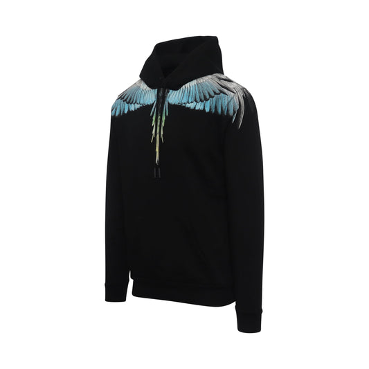 Classic Wings Print Hoodie in Black/Blue