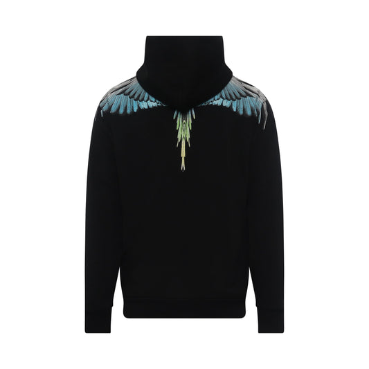 Classic Wings Print Hoodie in Black/Blue