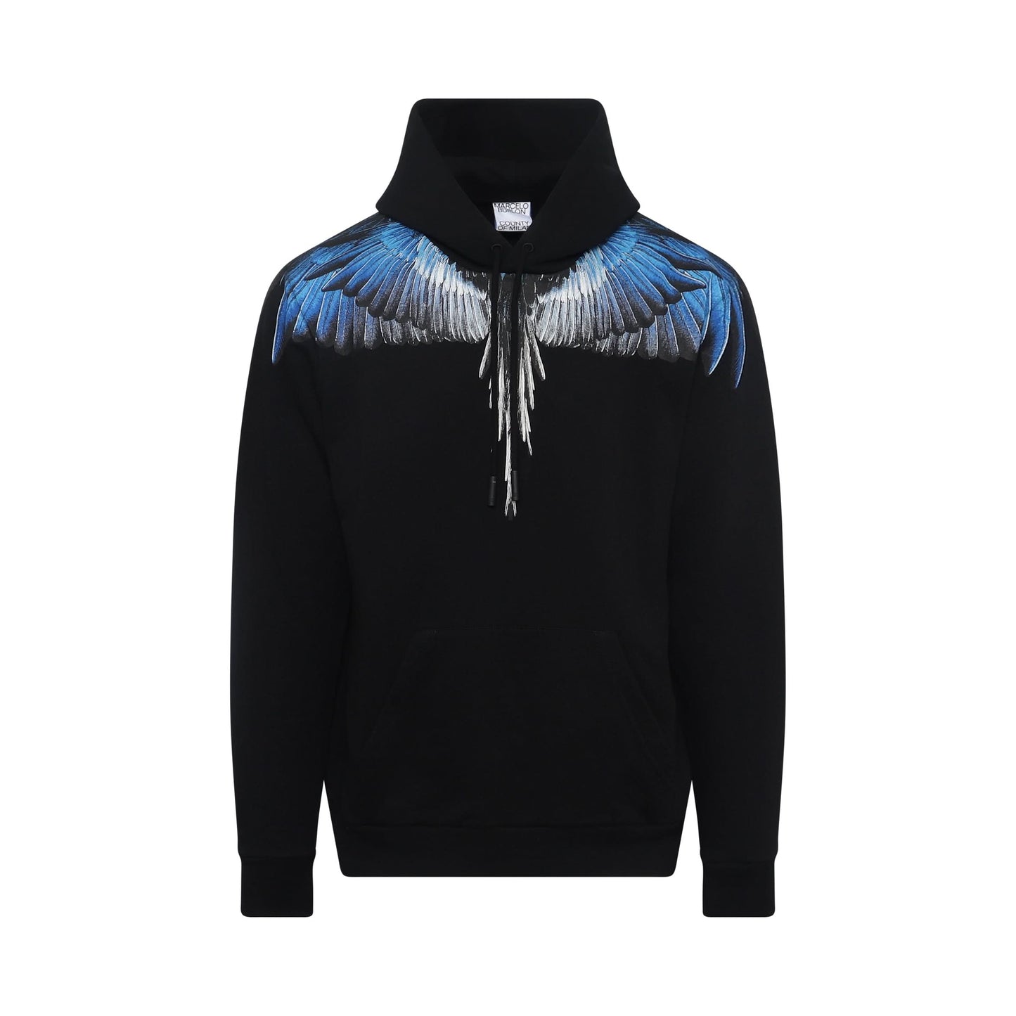 Classic Wings Print Hoodies in Black/Blue