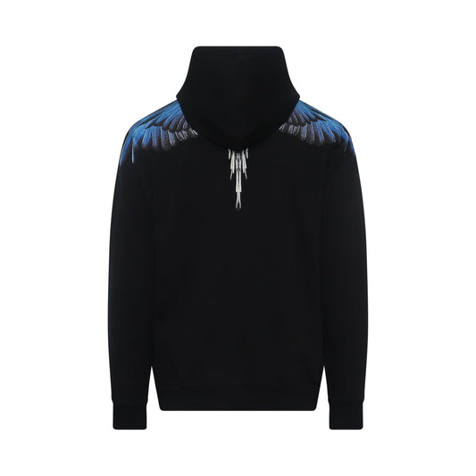 Classic Wings Print Hoodies in Black/Blue