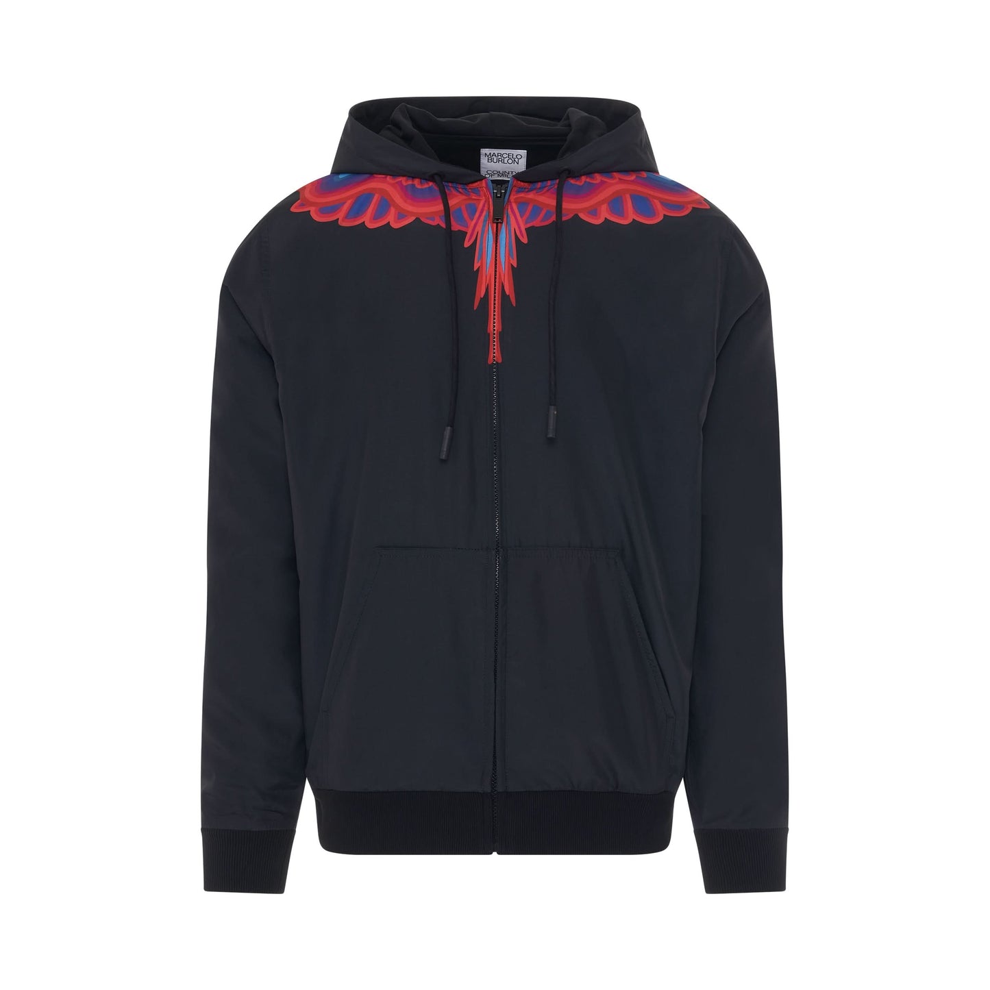 Curves Wings Nylon Hooded Jacket in Black/Red