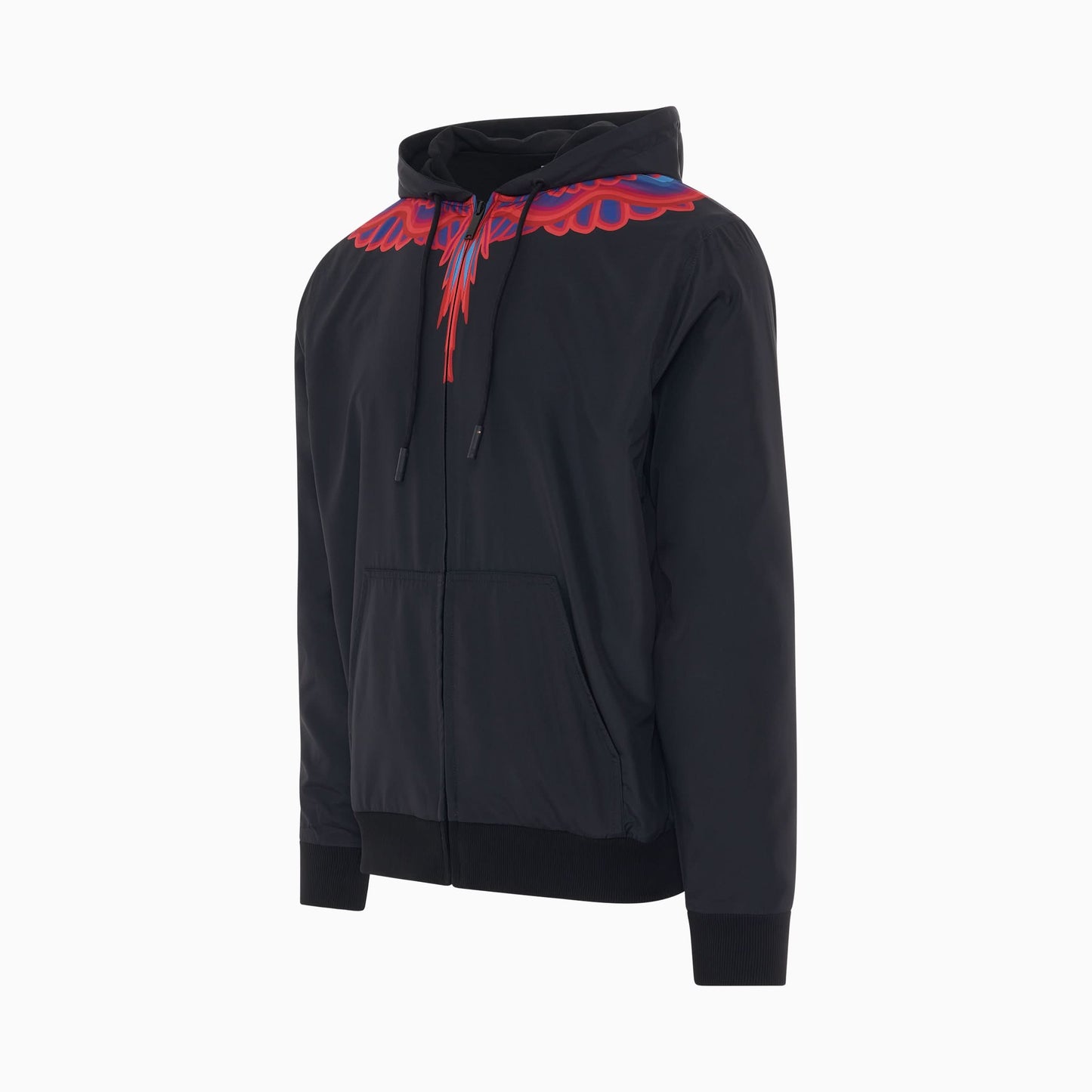 Curves Wings Nylon Hooded Jacket in Black/Red