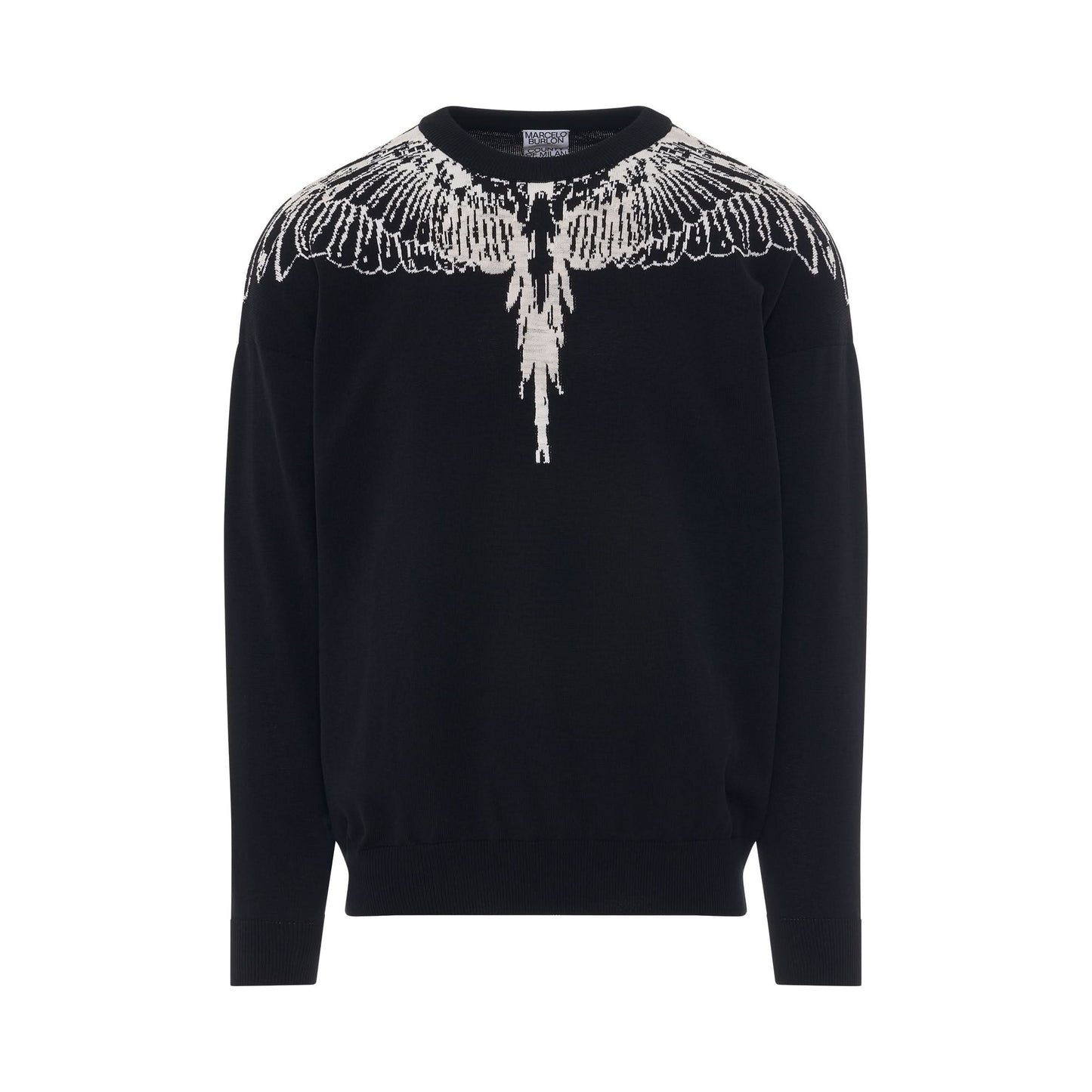 Icon Wings Knit Crewneck in Black