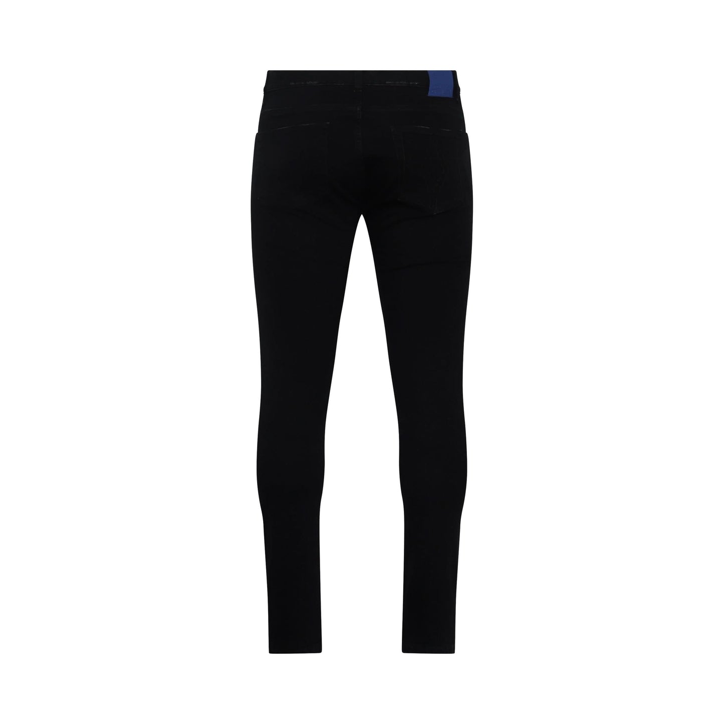 Cross Distress Stone Slim Jeans in Black